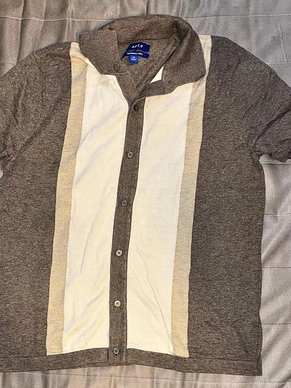APT.9 Color Block Shirt in Brown & Cream Size Medium